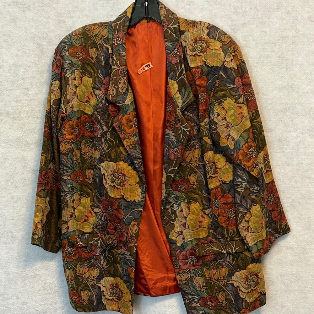 Karen Kane Vintage Tapestry Open Front Blazer Jacket Women's Size M‎